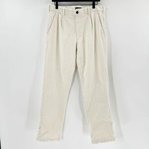 H&M Corduroy Pants Womens Size 32‎ White Straight Leg Regular Casual Pleated